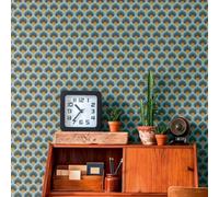 A.S. Création 395383-Papier peint intissé style rétro années 70 8,50 x 0,53 m Bleu/marron/jaune/crème/bleu clair 8,50 x 0,53 m