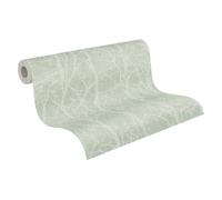 A.S. Création Attractive 791913 Lot de 3 papiers peints non tissés Motif floral et graphique, couleurs naturelles, surface texturée, nature, arbres, 10,05 m x 0,53 m, vert/blanc