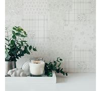 A.S. Création Blümchen Maison Charme 390662 Papier peint intissé Patchwork 10,05 m x 0,53 m Fabriqué en Allemagne