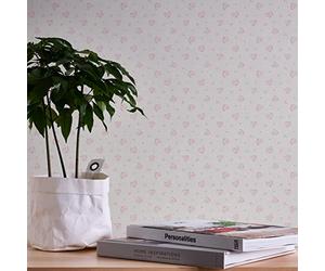 A.S. Création Blümchen Maison Charme 390673 Papier peint intissé Motif floral Gris clair Rouge Blanc 10,05 m x 0,53 m Fabriqué en Allemagne