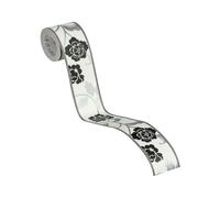 A.S. Création bordure autocollante Only Borders avec fleurs noir argent blanc 5,00 m x 0,05 m