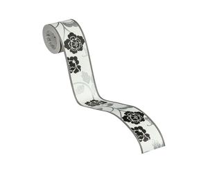 A.S. Création bordure autocollante Only Borders avec fleurs noir argent blanc 5,00 m x 0,05 m