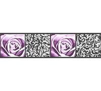 A.S. Création Frise murale autocollant Stick Ups noir poupre 5,00 m x 0,13 m 901910