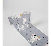 A.S. Création Frise Papier Peint Adhesive Lovely Kids Meow Cats Frise Papier peint adhesive 5.00 m x 0.155 m Gris Blanc Noir Fabriqué en Allemagne 403742 403742