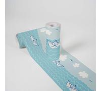 A.S. Création Frise Papier Peint Adhesive Lovely Kids Paper Boat Love Frise Papier peint adhesive 5.00 m x 0.155 m Bleu Blanc Fabriqué en Allemagne 403731 403731