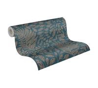 A.S. Création – Papier peint floral bleu, or et turquoise – 10,05 m x 0,53 m
