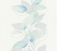 A.S. Création papier peint à fleurs Attractive floral papier peint intissé vert bleu blanc gris 10,05 m x 0,53 m