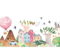 A.S. Création Papier peint Colourful Village 3,75 m x 2,50 m - WALLLOVE Papier peint pour chambre d'enfant Village coloré y compris colle - DD129591