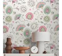 A.S. Création Papier peint floral blanc coloré - Livingwalls House of Turnowsky 388991 - Papier peint intissé - 10,05 m x 0,53 m - Fabriqué en Allemagne