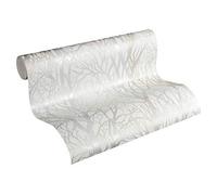 A.S. Création Papier Peint Forêt New Life Papier peint intissé - 10,05m x 0,53m - Blanc Argent Fabriqué en Allemagne 300941 30094-1