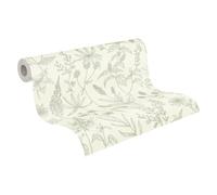 A.S. Création papier peint intissé à effet métallique en vert, argenté, blanc - papier peint de design contemporain 10,05 m x 0,53 m - 373635