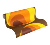 A.S. Création papier peint intissé avec motif rétro années 70 en orange, marron, jaune - papier peint design vintage 10,05 m x 0,53 m - 701312