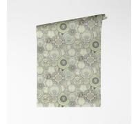 A.S. Création papier peint intissé avec tête de Méduse en vert, blanc, gris, métallisé - papier peint baroque luxueux avec effet métallique 10,05 m x 0,70 m - 791362