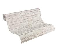 Livingwalls Papier peint intissé Pierre gris et blanc 10,05 m x 0,53 m