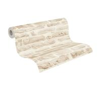 A.S. Création papier peint intissé style maison de campagne en beige, crème - papier peint effet pierre naturelle authentique 10,05 m x 0,53 m - 355803