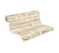 A.S. Création papier peint intissé style maison de campagne en crème, beige - papier peint effet pierre naturelle authentique 10,05 m x 0,53 m - 355802