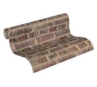 Livingwalls Papier peint intissé Elements aspect brique 10,05 m x 0,53 m marron, rouge, beige