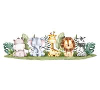 A.S. Création Papier peint Little Zoo 3,75 m x 2,50 m - WALLLOVE Papier peint chambre enfants avec animaux en couleurs, colle incluse - DD129602