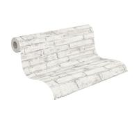 A.S. Création Papier peint photo en pierre - Gris, blanc - Style maison de | Aspect pierre naturelle comme mur d'accentuation - Papier peint texturé mat - Se retire sans laisser de traces - Pour salon