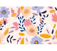 A.S. Création Papier peint Sketchy Flowers 3,75 m x 2,50 m - WALLLOVE Papier peint fleurs chambre fille en jaune, bleu, rose colle incluse - DD129598