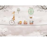 A.S. Création Papier peint Sweet Animals 3,75 m x 2,50 m - WALLLOVE Papier peint chambre d'enfant avec animaux en couleur, beige y compris colle - DD129594