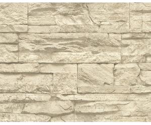 A.S. Création papier peint Wood`n Stone, papier peint à motifs imitation pierre naturelle, beige, crème, 10,05 m x 0,53 m, 707130, 7071-30