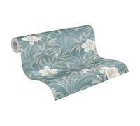 A.S. Création Papier Peints Fleuris Cuba intissé 10.05 m x 0.53 m Beige Bleu Fabriqué en Allemagne 380285 38028-5