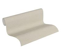 A.S. Création Papier Peints Uni Cuba intissé - 10,05m x 0,53m - Beige Gris Fabriqué en Allemagne 371782 37178-2