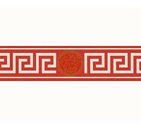 A.S. Création Versace 935221 WALLPAPER Bordure géométrique graphique 5 m x 0,13 m Rouge métallique Blanc Design de luxe fabriqué en Allemagne
