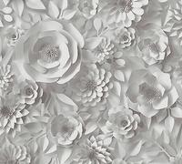 A.S. Création WTD Papier peint autocollant 3D aspect 3D gris blanc Motif floral Gris 0,52 x 2,5 m Fabriqué en Allemagne