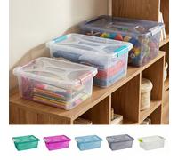 A transparent-colored storage box wholesale plastic household creative toy snack desktop organizer storage box portable storage box 40 cm x 13,5 cm x 28 cm (10 L),34 cm x 11,5 cm x 24 cm (6 L),40 cm x