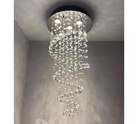 A1A9 Lustre élégant en Cristal en Spirale, Plafonniers en Cristal K9, Lampe Suspendue Encastrée Chromée pour Salon, Salle à Manger, Couloir, Escalier, Hall d'entrée D40cm H80cm