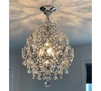 A1A9 Lustre en Cristal Moderne, 3 Abat-jours en Cristal en Forme de Goutte d'eau, Plafonnier, Lampes Suspendues Chromées pour Salle à Manger, Chambre à Coucher, Salon, Entrée