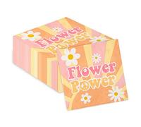 A1diee Lot de 50 serviettes en papier jetables en forme de marguerites,Rose et orange,Style hippie bohème arc-en-ciel,Décoration de fête pour anniversaire, pique-nique, fête prénatale,33x33 cm