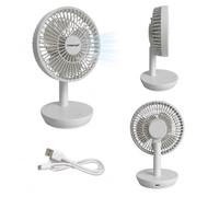 A2Z Ventilateur de Bureau USB Rechargeable 6 Pouces Blanc Portable 4 Vitesses Inclinaison Réglable LED Silencieux