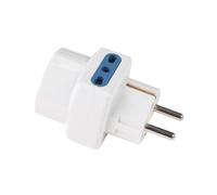 A2ZWORLD Adaptateur de voyage 3 prises 16A (2 biphasées 10A/16A + 1 universelle) Blanc, Prise électrique française/allemande Schuko 16A 2P+T