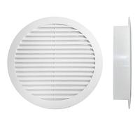 A2ZWORLD Grille de ventilation ronde, grille d'aération en plastique, grille d'éjection d'air, équipée de moustiquaire, couleur blanche, fabriquée en Italie (Ø160 mm H30 mm trou 140 mm)