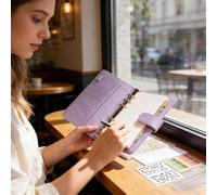 A5 6-Ring Binder Budget Planner,1-Piece Hardcover Executive Notebook with Financial Pages,Pockets & Stickers in Purple