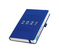 A5 English Weekly Planner 320 Pages Notebook with Pen Holder | Premium Faux Leather A5 Schedule Book for Students and Professionals Daily Organization Dark Blue