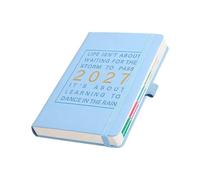 A5 English Weekly Planner 320 Pages Notebook with Pen Holder | Premium Faux Leather A5 Schedule Book for Students and Professionals Daily Organization Light Blue