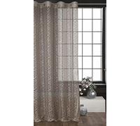 A9 Home Collections Eurofirany Amanda Rideau à Mailles avec Oeillets - 1 pièce. Semi-Transparent Rideau, Draperies, Décorations d'intérieur de Fenêtre de Salon, Chambre, Cuisine, 140x250 cm, Beige