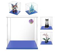 AAAABOX 35x30x45 Vitrine Acrylique pour Lego Orchid 10311,21349 71834 43244 | pour Chat Noir Blanc,Palais Glace d'elsa,Ninjago Dragon Rising,Transparent ,Antipoussière,Facile Installer,Base Bleue