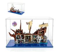 AAABOX Acrylique Vitrine 65x25x40 pour Lego Jaws 21350,Goonies 21363 | Grande,Transparent,Antipoussière,Facile Installer,Base Bleue