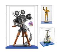 AAABOX Vitrine 25x25x45 pour Lego 43020 76344 43230 75398 76989 77072 10280 | pour Fifa Trophy,Iron Man,Disney Caméra,C3PO,Horizon Forbidden West,Transparent Acrylique,Facile Installer,Base Bleue