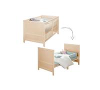 Roba Lit bébé évolutif Easy Sleep 70 x 140 cm convertible Hauteur réglable Bois naturel