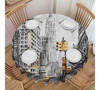 AABSTBFM Nappe ronde en dentelle de 152 cm - Imprimé Love From New York - Réutilisable - Imperméable et infroissable - Décoration de table - 152 x 152 cm