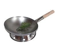 AAF Nommel ®, Wok Set Poêle à frire Ø 38 cm Fond rond en acier carbone pour cuisinière à gaz et induction + anneau pour poser le wok