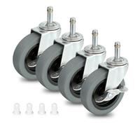 AAGUT Lot de 4 roulettes pivotantes de 10,2 cm TPR robustes de 1,2 cm x 4,5 cm avec freins et douilles de verrouillage, roue pivotante pour remplacement de grille