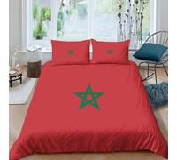AAHARYA Drapeau du Maroc Chambre Décoration Ensemble De Literie Motif Imprimé 3D Drapeau National Ultra Doux Housse De Couette Taie d'oreiller Ensemble King（220x240cm