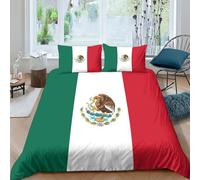 AAHARYA Drapeau du Mexique Parure De Lit 3 Pièces en Microfibre avec Taies d'oreiller Housse De Couette Drapeau National pour Chambre Adultes d'enfant Double（200x200cm）